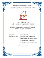 BÀI TIỂU LUẬN MÔN QUẢN LÝ MẠNG VIỄN THÔNG ĐỀ TÀI Management of Peer-to-Peer Networks (Quản lý các mạng ngang hàng)