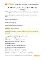 Bộ đề kiểm tra giữa kì 2 sinh học 7 năm 2020   2021  vndoc com