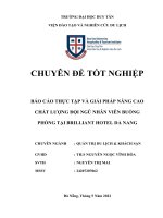 CHUYÊN đề tốt NGHIỆP báo cáo THỰC tập và GIẢI PHÁP NÂNG CAO CHẤT LƯỢNG đội NGŨ NHÂN VIÊN BUỒNG PHÒNG tại BRILLIANT HOTEL DA NANG