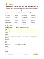 Bộ đề thi lớp 7 cuối kì 2 môn tiếng anh nâng cao vndoc com