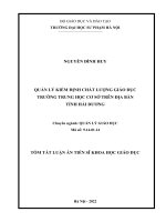 Tóm tắt luận án(tiếng việt): Quản lý kiểm định chất lượng giáo dục trường trung học cơ sở trên địa bàn tỉnh Hải Dương.