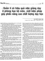 Quản lý có hiệu quả việc giảng dạy ở phòng học bộ môn, một biện pháp góp phần nâng cao chất lượng dạy học