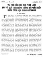 Vai trò của giáo dục pháp luật đối với quá trình hình thành và phát triển nhân cách học sinh phổ thông