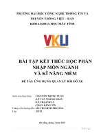 BÀI tập kết THÚC học PHẦN NHẬP môn NGÀNH và kĩ NĂNG mềm đề tài  ỨNG DỤNG QUẢN lý bãi đỗ XE