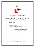 BÀI THU HOẠCH DIỄN ÁN Môn KỸ NĂNG CỦA LUẬT SƯ KHI THAM GIA GIẢI QUYẾT CÁC VỤ ÁN HÀNH CHÍNH