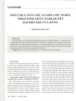 Phát huy dân chủ xã hội chủ nghĩa theo tinh thần nghị quyết đại hội XIII của đảng