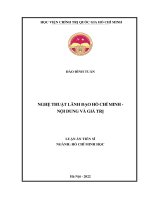(LUẬN án TIẾN sĩ) nghệ thuật lãnh đạo hồ chí minh   nội dung và giá trị