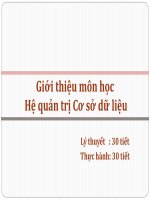 Giới thiệu môn học  SQL server 2008