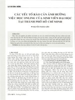 Các yếu tố rào cản ảnh hưởng việc học online của sinh viên đại học tại TP  hồ chí minh
