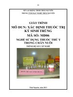 Giáo trình Xác định thuốc trị ký sinh trùng (Nghề: Sử dụng thuốc thú y trong chăn nuôi - Sơ cấp) - Trung tâm dạy nghề Thái Nguyên