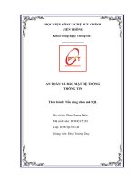AN TOÀN VÀ BẢO MẬT HỆ THỐNG THÔNG TIN Thực hành Tấn công chèn mã SQL