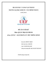 ĐỒ án CUỐI kỳ môn QUẢN TRỊ sản PHẨM đề tài ESTAY – GIẢI PHÁP lưu TRÚ THÔNG MINH