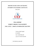 FINAL REPORT SUBJECT PRODUCT MANAGEMENT TOPIC ESTAY – SMART ACCOMODATION SOLUTION