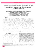 Định lượng ô nhiễm nước mặt tại thành phố hội an dựa trên dữ liệu viễn thám và mô hình học máy