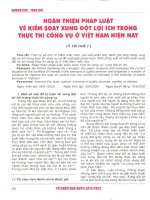 Hoàn thiện pháp luật về kiểm soát xung đột lợi ích trong thực thi công vụ ở việt nam hiện na