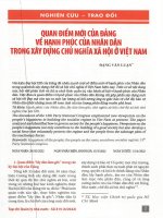 Quan điểm mới của đảng về hạnh phúc của nhân dân trong xây dựng chủ nghĩa xã hội ở việt nam