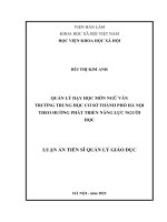Quản lý dạy học môn Ngữ văn trường trung học cơ sở thành phố Hà Nội theo hướng phát triển năng lực người học.