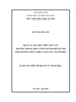 Quản lý dạy học môn Ngữ văn trường trung học cơ sở thành phố Hà Nội theo hướng phát triển năng lực người học