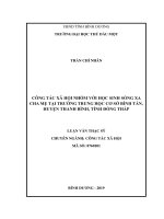 (Luận văn thạc sĩ) Công tác xã hội nhóm với học sinh sống xa cha mẹ tại trường Trung học cơ sở Bình Tấn, huyện Thanh Bình, tỉnh Đồng Tháp