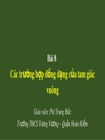 Bài giảng Toán lớp 8 bài 8: Các trường hợp đồng dạng của tam giác vuông - GV. Phí Trung Đức