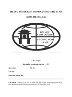 Tiểu luận môn marketing căn bản đánh giá cơ hội và thách thức đối với các doanh nghiệp sản xuất, kinh doanh sản phẩm sữa trên thị trường việt nam năm 2020