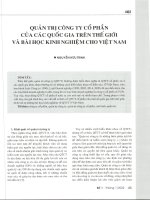 Quản trị công ty của các quốc gia trên thế giới và bài học kinh nghiệm cho việt nam