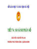 Bài giảng môn Toán lớp 6: So sánh phân số - GV. Nguyễn Thị Lan