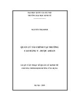 Luận văn thạc sĩ UEB quản lý tài chính tại trường cao đẳng y – dược ASEAN