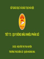 Bài giảng môn Toán lớp 6: Quy đồng mẫu nhiều phân số