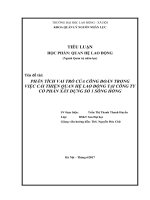 Đề tài: “một số giải pháp cơ bản nâng cao hiệu quả hoạt động công đoàn công ty cổ phần tư vấn xây dựng tổng hợp tây ninh”