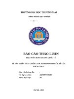 PHÂN TÍCH CHIẾN LƯỢC KINH DOANH QUỐC TẾ CỦA COCACOLA