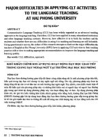 Khó khăn chính khi áp dụng hoạt động dạy học giao tiếp trong giảng dạy ngoại ngữ tại trường đại học hải phòng