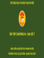 Bài giảng Đại số lớp 7: Ôn tập chương 3 - GV. Nguyễn Thị Thanh Huyền