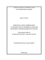 Enhancing capital mobilization at the joint stock commercial bank for investment and development of vietnam = tăng cường huy động vốn tại ngân hàng TMCP đầu tư và phát triển việt nam