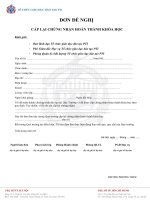 ĐƠN ĐỀ NGHỊ CẤP LẠI CHỨNG NHẬN HOÀN THÀNH KHÓA HỌC