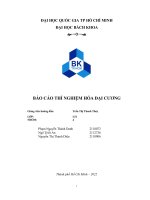 BÁO cáo THÍ NGHIỆM hóa đại CƯƠNG bài 2 NHIỆT PHẢN ỨNG