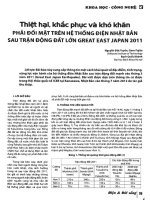 Thiệt hại, khắc phục và khó khăn phải đối mặt trên hệ thống điện nhật bản sau trận động đất lới great east japan 2011