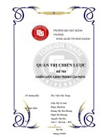 QUẢN TRỊ CHIẾN LƯỢC ĐỀ TÀI CHIẾN LƯỢC CẠNH TRANH CỦA PEPSI 0 GV hướng dẫn: Ths. Trần Thu Trang