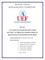 Nghiên cứu Marketing  “CÁC NHÂN TỐ ẢNH HƯỞNG ĐẾN Ý ĐỊNH ĐẶT THỨC ĂN THÔNG QUA SHOPEE FOOD CỦA KHÁCH HÀNG Ở THÀNH PHỐ HỒ CHÍ MINH”