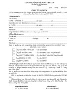 MẪU GIẤY ỦY QUYỀN (Về việc tham dự Đại hội đồng cổ đông thường niên năm 2018 Công ty Cổ Phần Xây Lắp – Cơ Khí Lương Thực Thực Phẩm