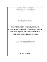 (Luận văn thạc sĩ) Phát triển cho vay khách hàng doanh nghiệp nhỏ và vừa tại Ngân hàng Thương mại cổ phần Công thương Việt Nam  Chi nhánh Bắc Ninh
