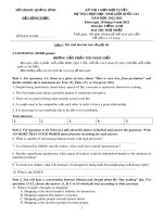 Đề thi chọn học sinh giỏi Quốc gia môn Tiếng Anh năm 2022-2023 có đáp án (Vòng 1) - Sở GD&ĐT Quảng Bình