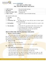 BẢN MÔ TẢ CÔNG VIỆC PHỤ TRÁCH BỘ PHẬN NHÀ HÀNG