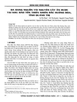 Đa dạng nguồn tài nguyên cây ăn được tại khu bảo tồn thiên nhiên bắc hướng hóa, tỉnh quảng trị