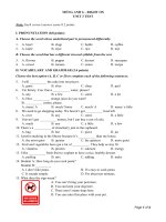 Microsoft word   tiếng anh 6 right on   unit 3 test