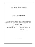 KHÓA LUẬN TỐT NGHIỆP: ẢNH HƯỞNG CỦA HIỆP ĐỊNH EVFTA ĐẾN HOẠT ĐỘNG NHẬP KHẨU TRÁI CÂY TƯƠI TỪ EU CỦA CÔNG TY TNHH HOA QUẢ V&K. GVHD: PGS. TS DOÃN KẾ BÔN