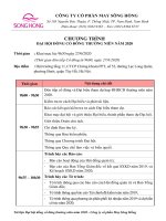 CÔNG TY CỔ PHẦN MAY SÔNG HỒNG  CHƯƠNG TRÌNH ĐẠI HỘI ĐỒNG CỔ ĐƠNG THƯỜNG NIÊN NĂM 2020