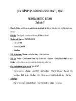 QUY TRÌNH VẬN HÀNH MÁY SINH HÓA TỰ ĐỘNG MODEL: BIOTEC- BT 3500 Xuất xứ: Ý