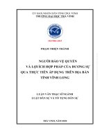 NGƯỜI BẢO VỆ QUYỀN VÀ LỢI ÍCH HỢP PHÁP CỦA ĐƯƠNG SỰ QUA THỰC TIỄN ÁP DỤNG TRÊN ĐỊA BÀN TỈNH VĨNH LONG LUẬN VĂN THẠC SĨ