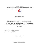 Nghiên cứu các yếu tố ảnh hưởng đến sự hài lòng trong công việc của nhân viên ngân hàng thương mại cổ phần sài gòn   hà nội, chi nhánh đà nẵng